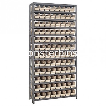 Steel Shelving Unit - 13 Shelves - 96 Shelf Bins (12&quot;x4&quot;x4&quot;)