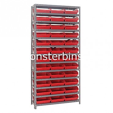 Steel Shelving Unit - 13 Shelves - 36 Shelf Bins (12&quot;x11&quot;x4&quot;)