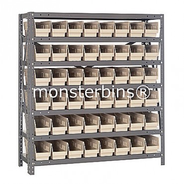 Steel Shelving Unit - 7 Shelves - 48 Shelf Bins (18&quot;x4&quot;x4&quot;)