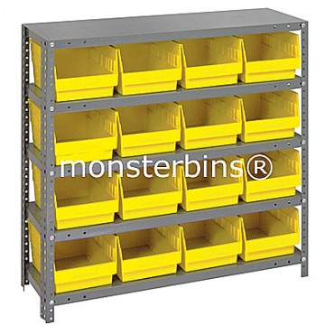 Steel Shelving Unit - 5 Shelves - 16 Shelf Bins (18&quot;x8&quot;x6&quot;)