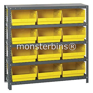 Steel Shelving Unit - 5 Shelves - 12 Shelf Bins (18&quot;x11&quot;x6&quot;)