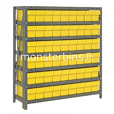 Steel Shelving Unit - 7 Shelves - 54 Euro Drawers (QED604)