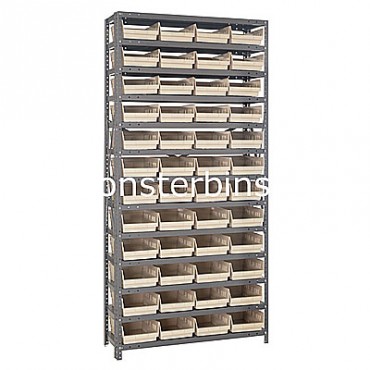 Steel Shelving Unit - 13 Shelves - 48 Shelf Bins (18&quot;x8&quot;x4&quot;)
