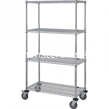 Mobile Wire Cart - 4 Wire Shelves - 18x36x69 (with casters)