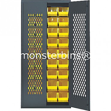 MESH-240250 Cabinet with Yellow QUS240 & QUS250 Plastic Bins