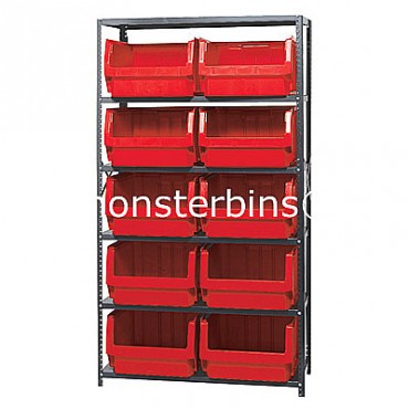 Steel Shelving Unit with 6 Shelves and 10 QMS543 Bins