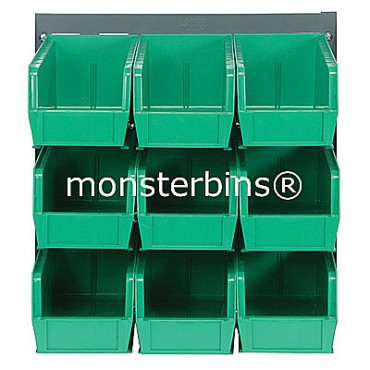 Louvered Panel With 9 QUS230 Bins - Green