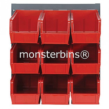 Louvered Panel With 9 MB230 Bins - Red