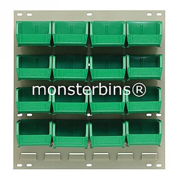 Louvered Panel With 16 MB210 Bins - Green
