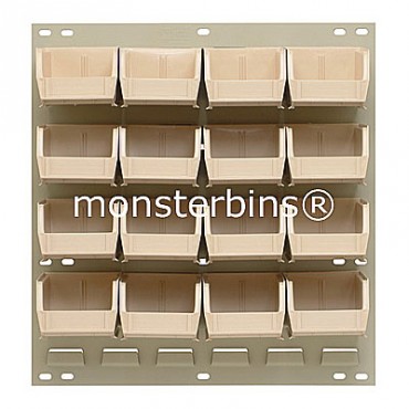 Louvered Panel With 16 QUS210 Bins - Ivory