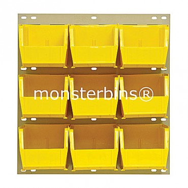 Louvered Panel With 9 QUS230 Bins - Yellow