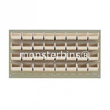 Beige Louvered Panel With 32 QUS220 Bins - Ivory