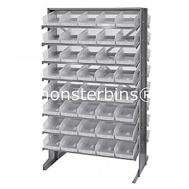 Double Sided Sloped Pick Rack - 16 Shelves - 80 Clear Shelf Bins (12x6x4)