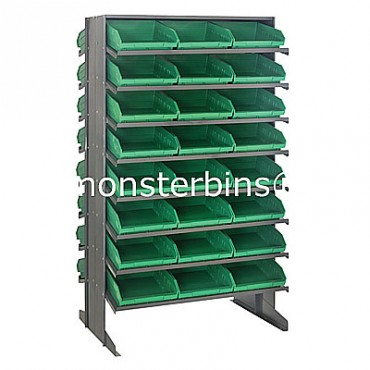 Double Sided Sloped Pick Rack - 16 Shelves - 48 Shelf Bins (12x11x4)