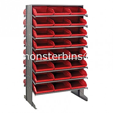 Double Sided Sloped Pick Rack - 16 Shelves - 48 Shelf Bins (12x11x4)