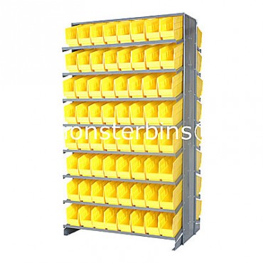Double Sided Sloped Pick Rack - 16 Shelves - 128 Shelf Bins (12x4x6)