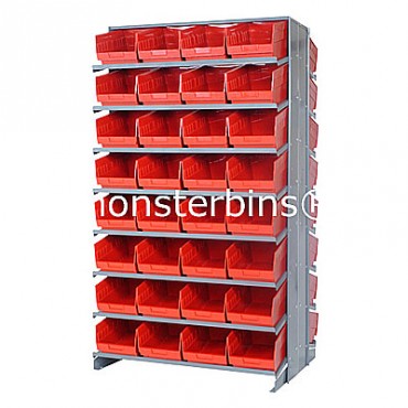 Double Sided Sloped Pick Rack - 16 Shelves - 64 Shelf Bins (12x8x6)