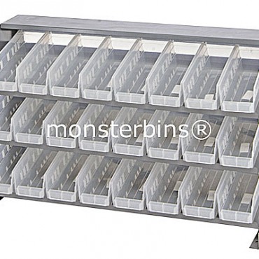 Bench Rack - 3 Shelves - 24 Clear Shelf Bins (12x4x4)