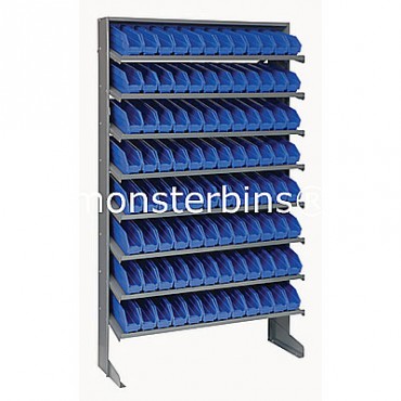 Single Sided Sloped Pick Rack - 8 Shelves - 96 Shelf Bins (12x3x4)