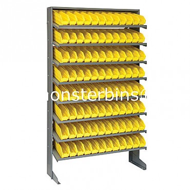 Single Sided Sloped Pick Rack - 8 Shelves - 96 Shelf Bins (12x3x4)