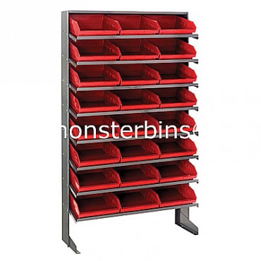 Single Sided Sloped Pick Rack - 8 Shelves - 24 Shelf Bins (12x11x4)