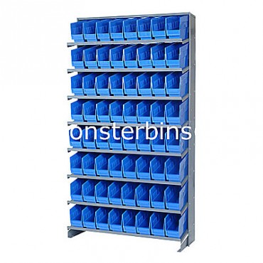 Single Sided Sloped Pick Rack - 8 Shelves - 64 Shelf Bins (12x4x6)