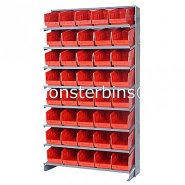 Single Sided Sloped Pick Rack - 8 Shelves - 40 Shelf Bins (12x6x6)