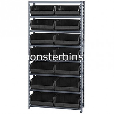 Steel Shelving Unit with 8 Shelves and 14 QUS250 Bins