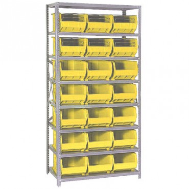 Steel Shelving Unit with 8 Shelves and 21 MB255 Bins
