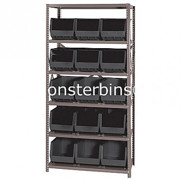 Steel Shelving Unit with 6 Shelves and 15 MB260 Bins