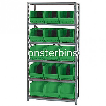 Steel Shelving Unit with 6 Shelves and 15 MB260 Bins