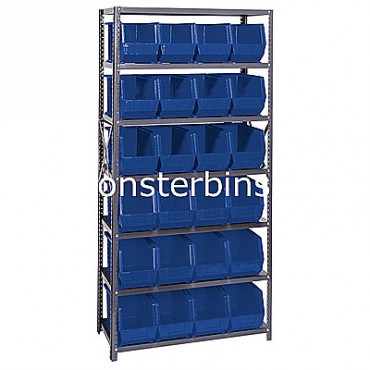 Steel Shelving Unit with 7 Shelves and 24 MB265 Bins