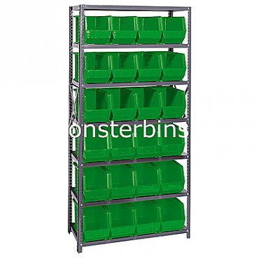 Steel Shelving Unit with 7 Shelves and 24 MB265 Bins