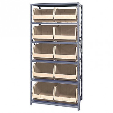 Steel Shelving Unit with 6 Shelves and 10 QUS270 Bins