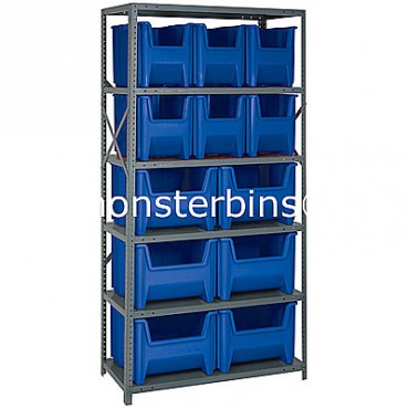 Steel Shelving Unit with 6 Shelves and 6 QGH600, 6 QGH800 Bins