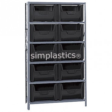 Steel Shelving Unit with 6 Shelves and 10 QGH700 Bins