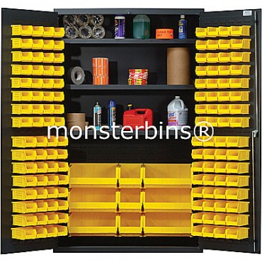 QSC-48 Cabinet with Shelves and Yellow Plastic Bins