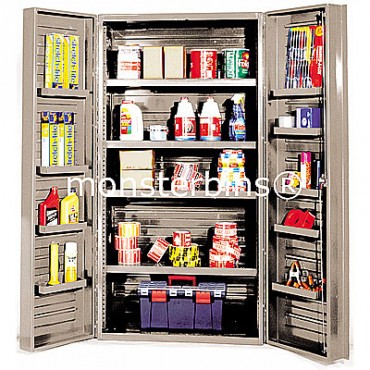 Beige 36" Cabinet with 4 Adjustable Shelves & 12 Door Shelves