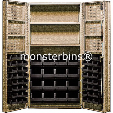 Beige 36&quot; Cabinet with 2 Adjustable Shelves, 6 Door Shelves & 64 Stack Bins