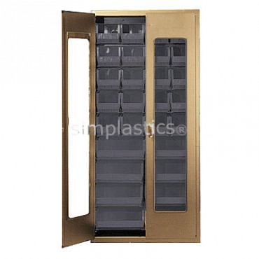 Beige 36&quot; Clear-View Cabinet with 28 Stack Bins