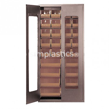 Beige 36&quot; Clear-View Cabinet with 28 Stack Bins