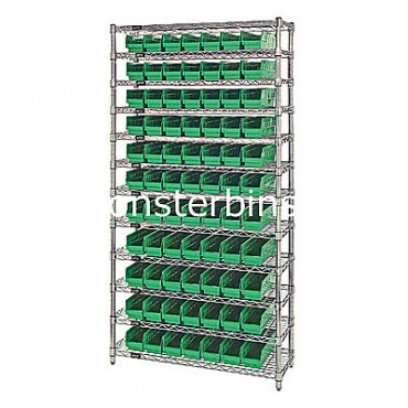Wire Shelving Unit with 12 Shelves and 77 Shelf Bins (12x3x4)