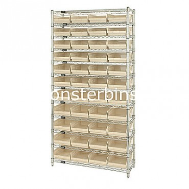 Wire Shelving Unit with 12 Shelves and 44 Shelf Bins (12x8x4)