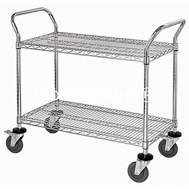 Wire Utility Cart - 2 Wire Shelves - 24x36x38
