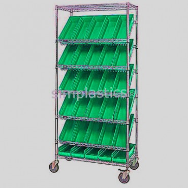 Slanted Wire Shelving Unit - 7 Shelves - 18x36x74 - 24 MSB108