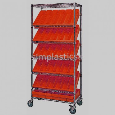 Slanted Wire Shelving Unit - 7 Shelves - 18x36x74 - 54 MED604